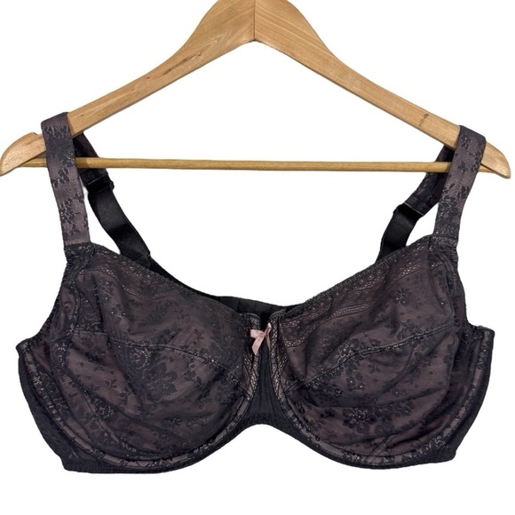 Rosa Faia Other - Rosa Faia Fleur Underwire Bra 44E Grey Pink Lace Overlay Anita Lingerie EUC